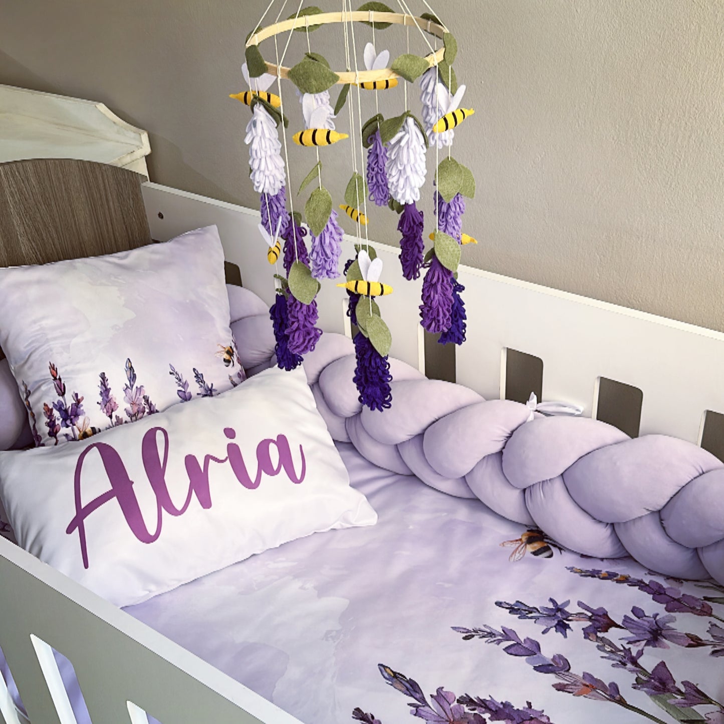Cot Bedding - Lilac Floral Set 03