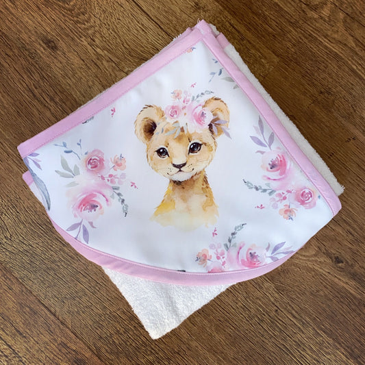 Hooded Towels - Pink Flower Lion 01