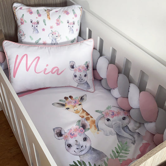 Cot Bedding - Pink Safari Set 28