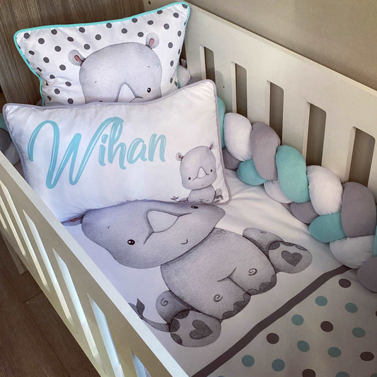 Cot Bedding - Blue Rhino Set