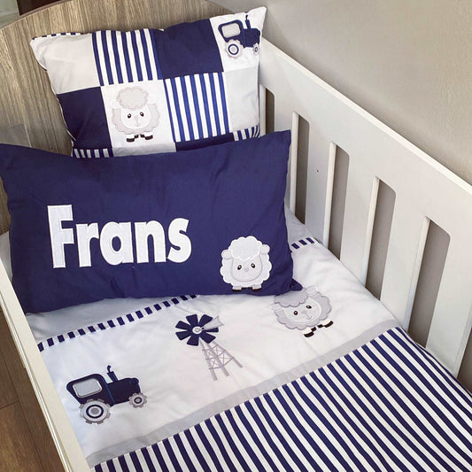 Cot Bedding - Navy Farm Set