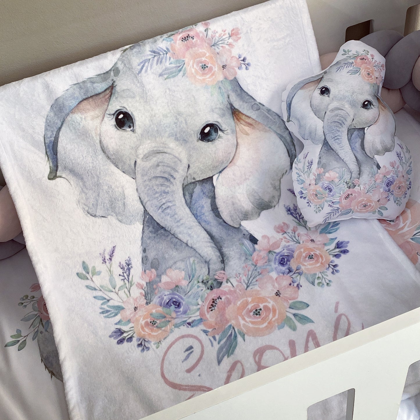 Cot Bedding - Pink Elephant Set 19