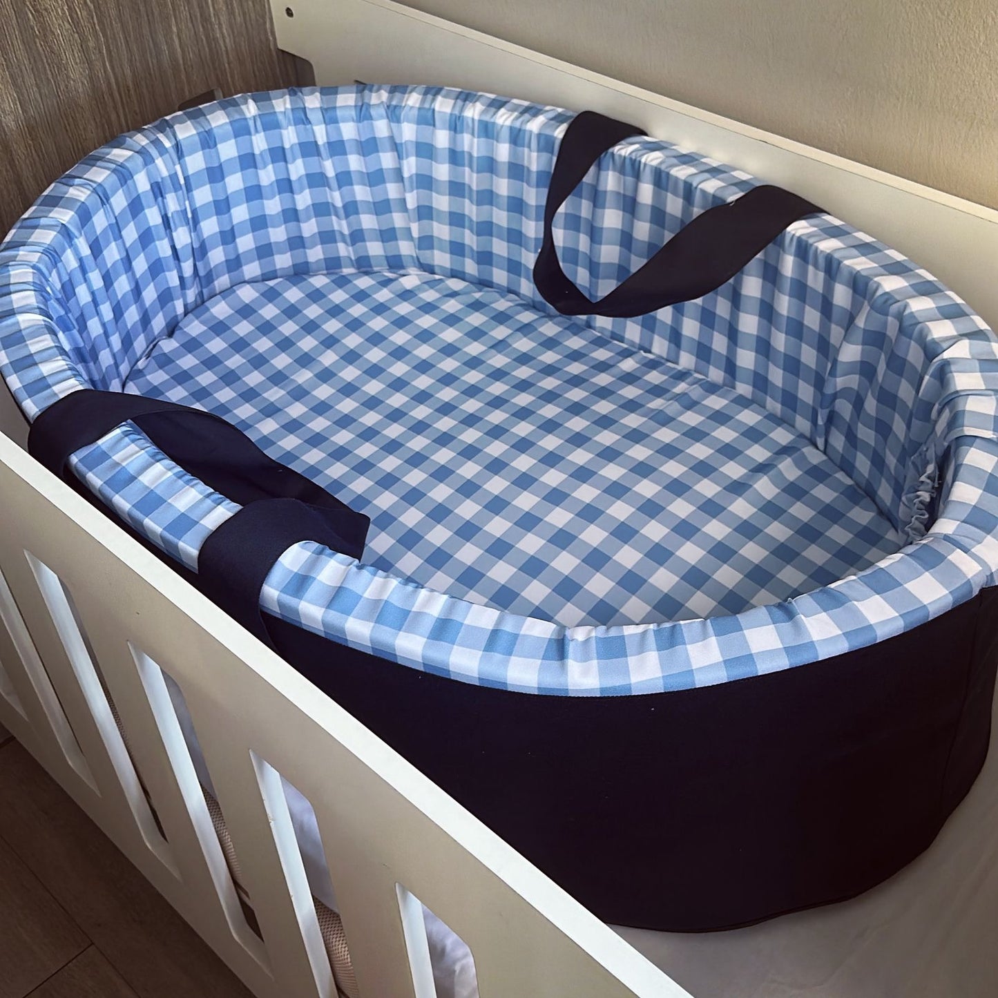 Carry Cot - Blue Check 01