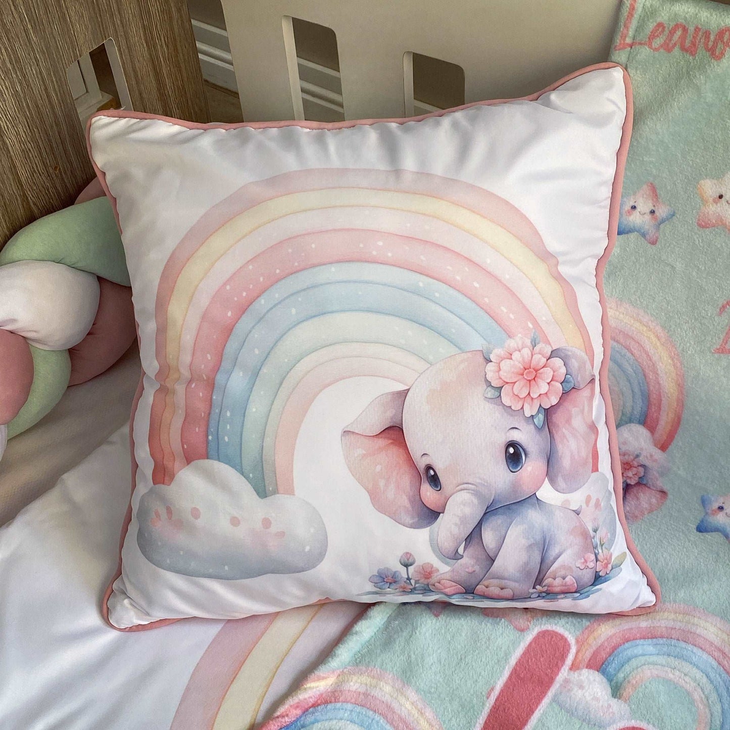 Cot Bedding - Rainbow Elephant Set 01