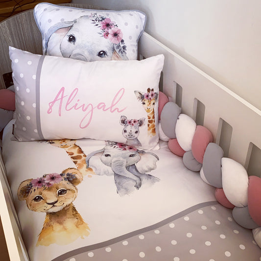 Cot Bedding - Pink Safari Set 36