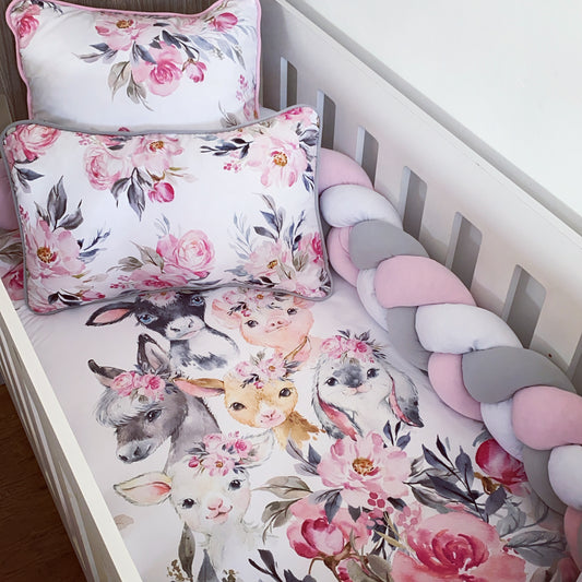 Cot Bedding - Pink Farm Set 04