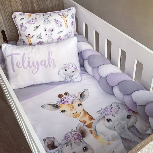 Cot Bedding - Purple Safari Set 02