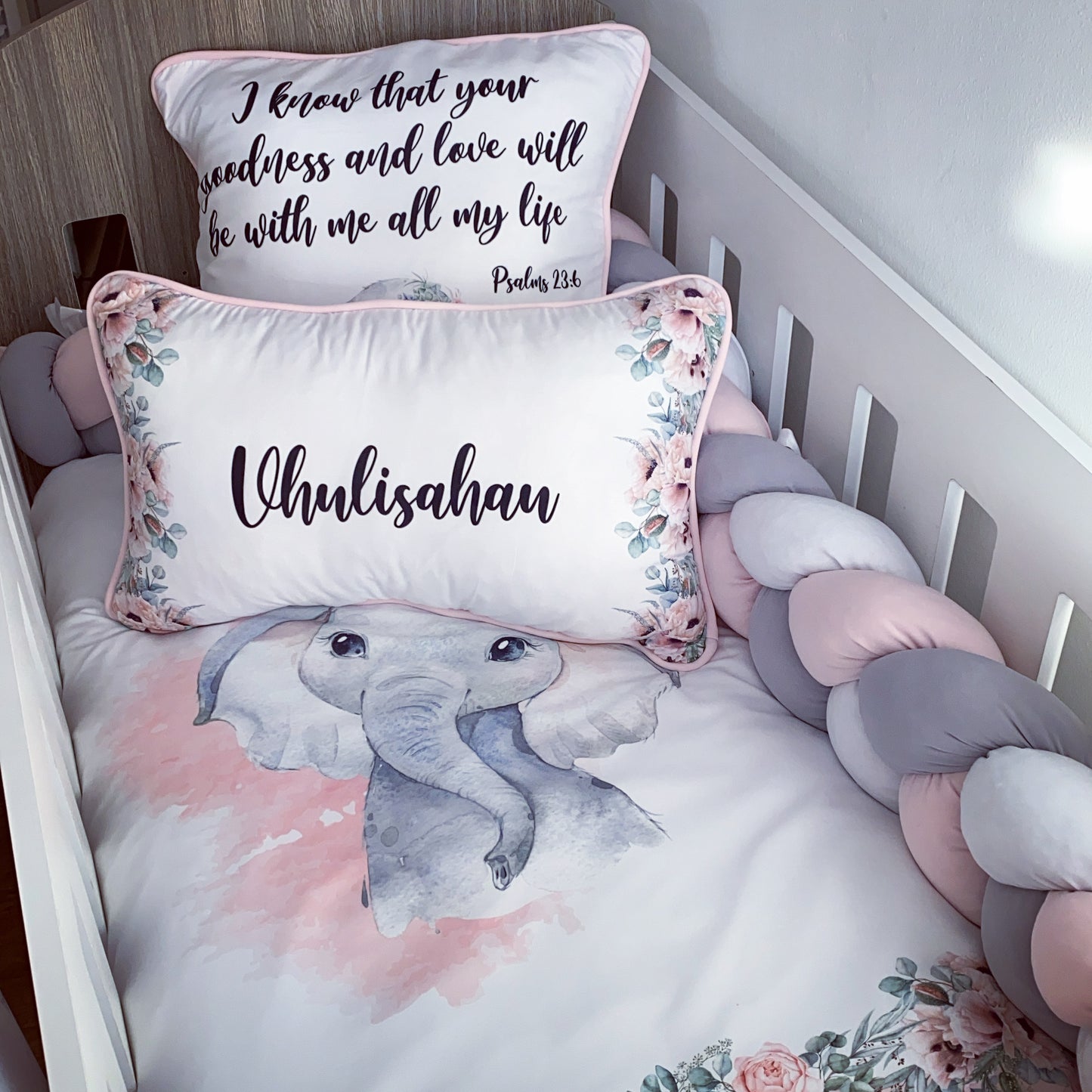 Cot Bedding - Pink Elephant Set 30