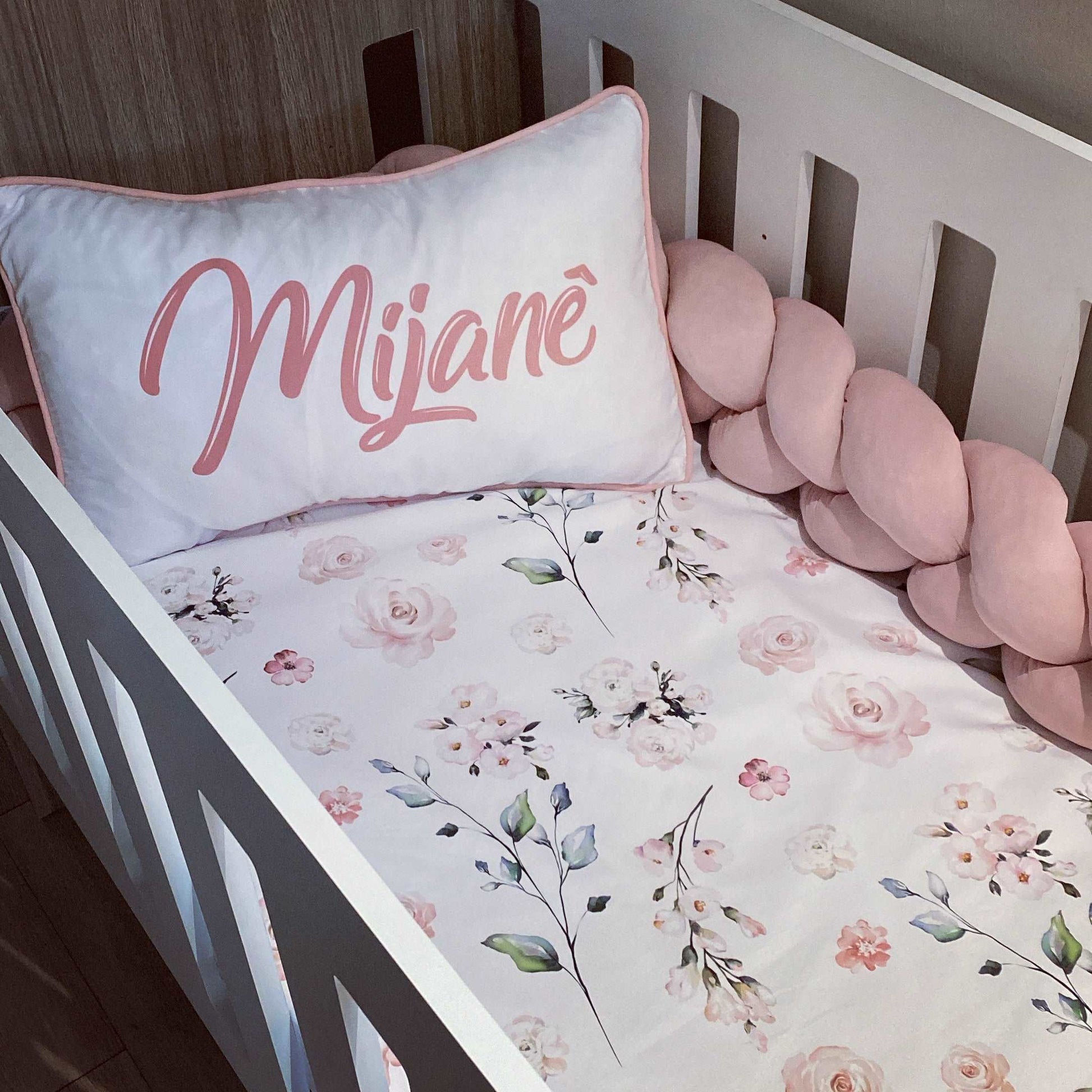 Cot Bedding - Pink Floral Set 02