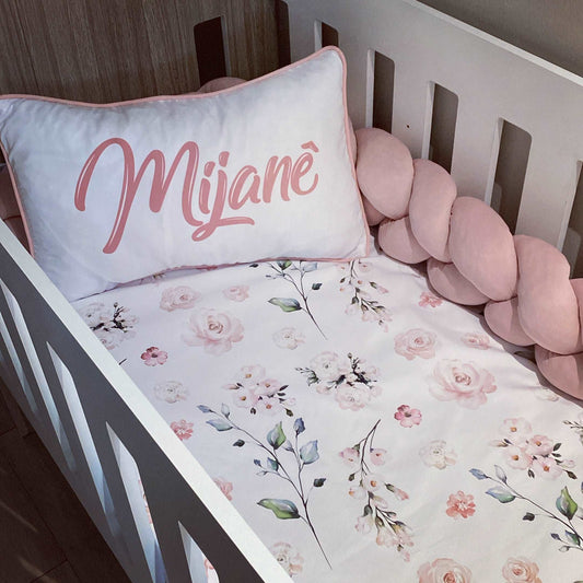 Cot Bedding - Pink Floral Set 02
