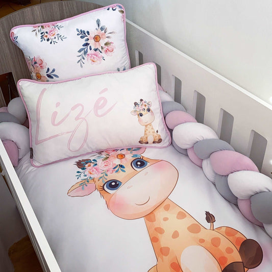 Cot Bedding - Pink Giraffe Set 01
