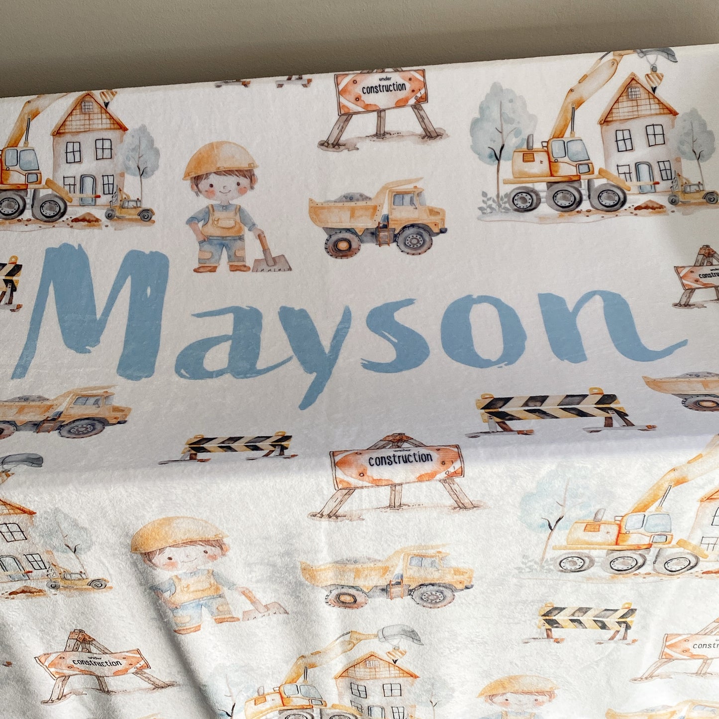 Cot Bedding - Blue Construction Set 01