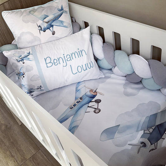Cot Bedding - Blue Plane Set 04