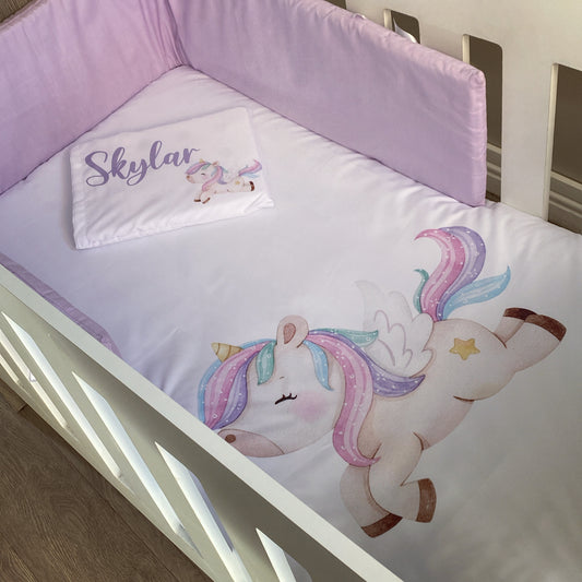 Cot Bedding - Pink Unicorn Set 11
