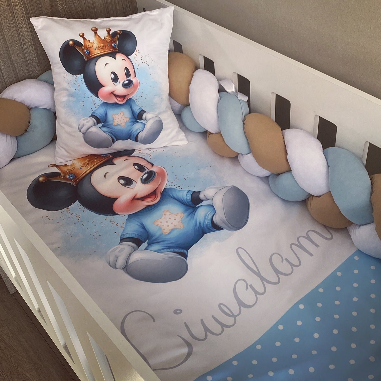 Cot Bedding - Blue Mickey Mouse Set 01