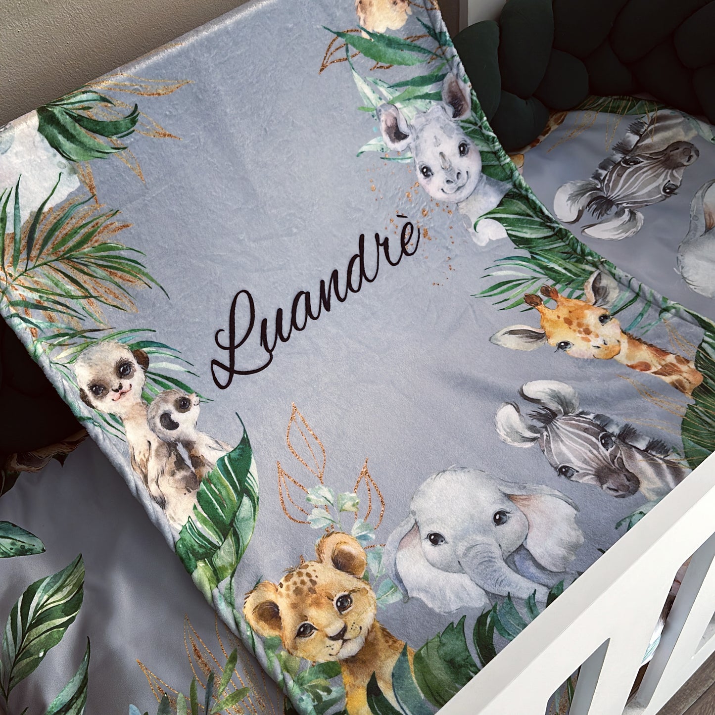 Cot Bedding - Grey Safari Set 02
