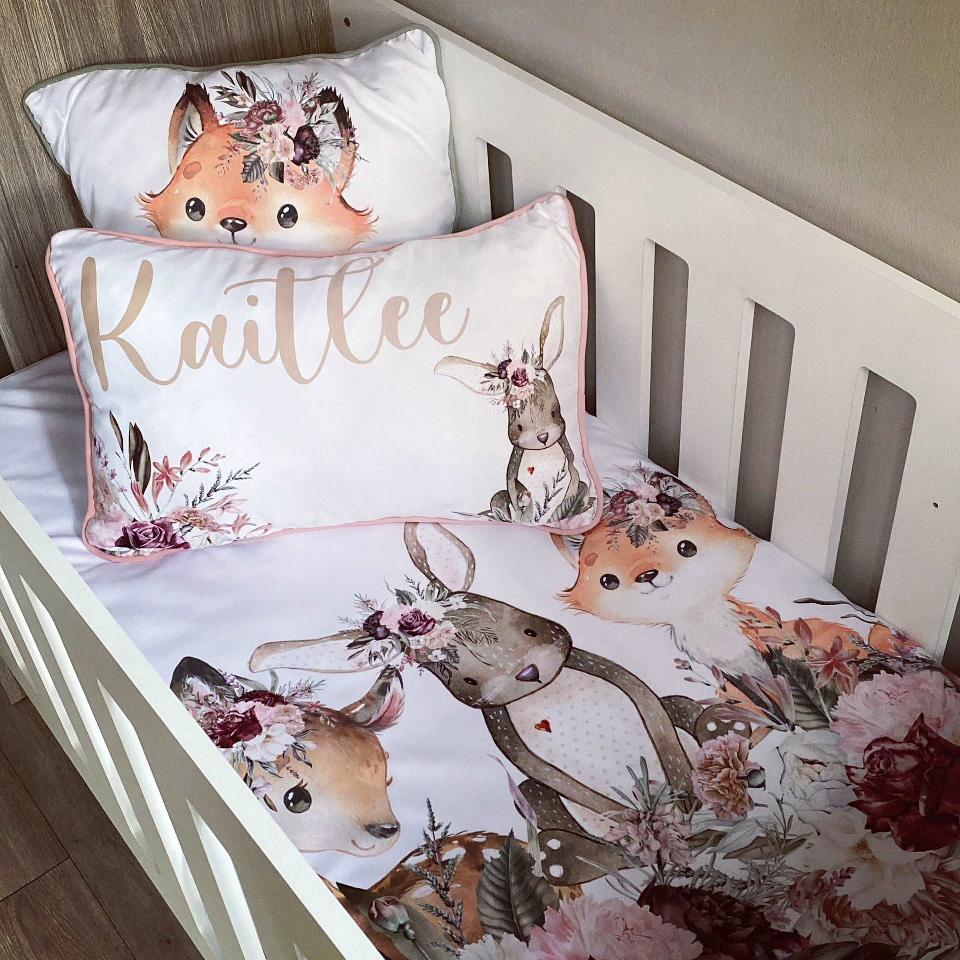 Cot Bedding - Pink Woodlands Set 01