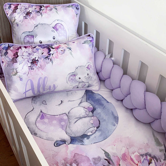 Cot Bedding - Lilac Elephant Set 01