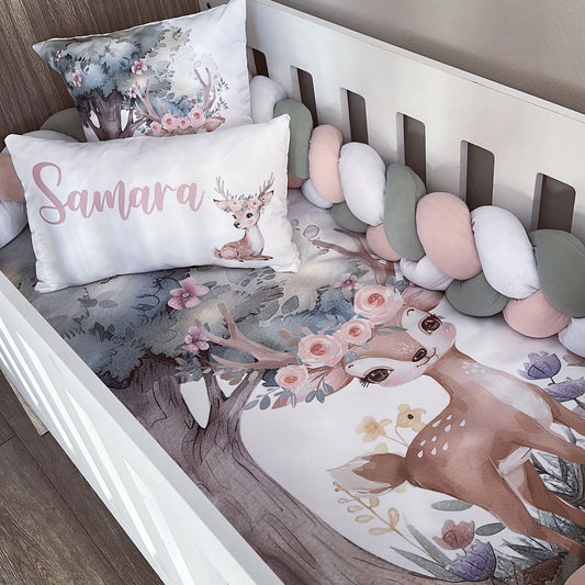 Cot Bedding - Pink Deer Set 03