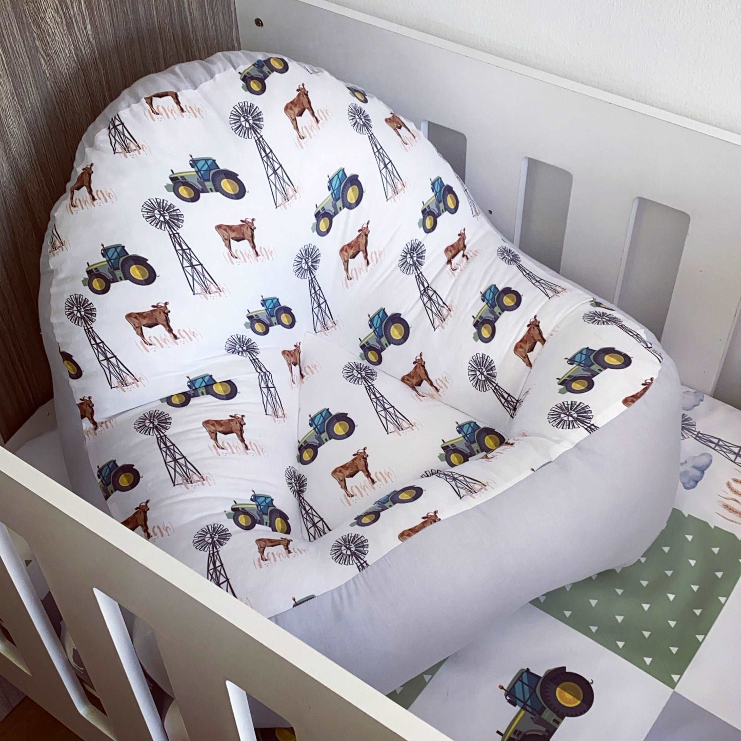 Cot Bedding - Green Grey Farm Set 01