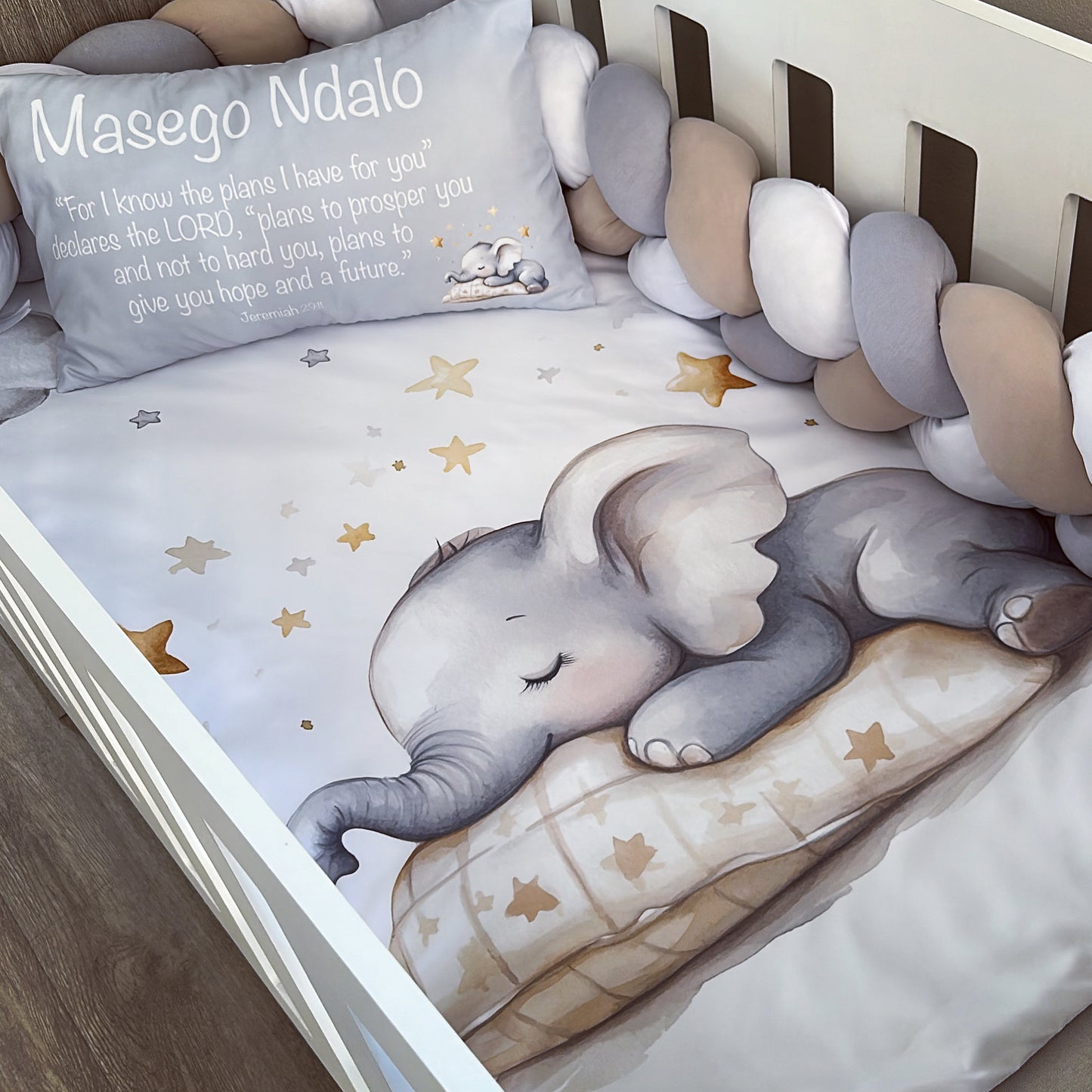 Cot Bedding - Grey Elephant Set 05