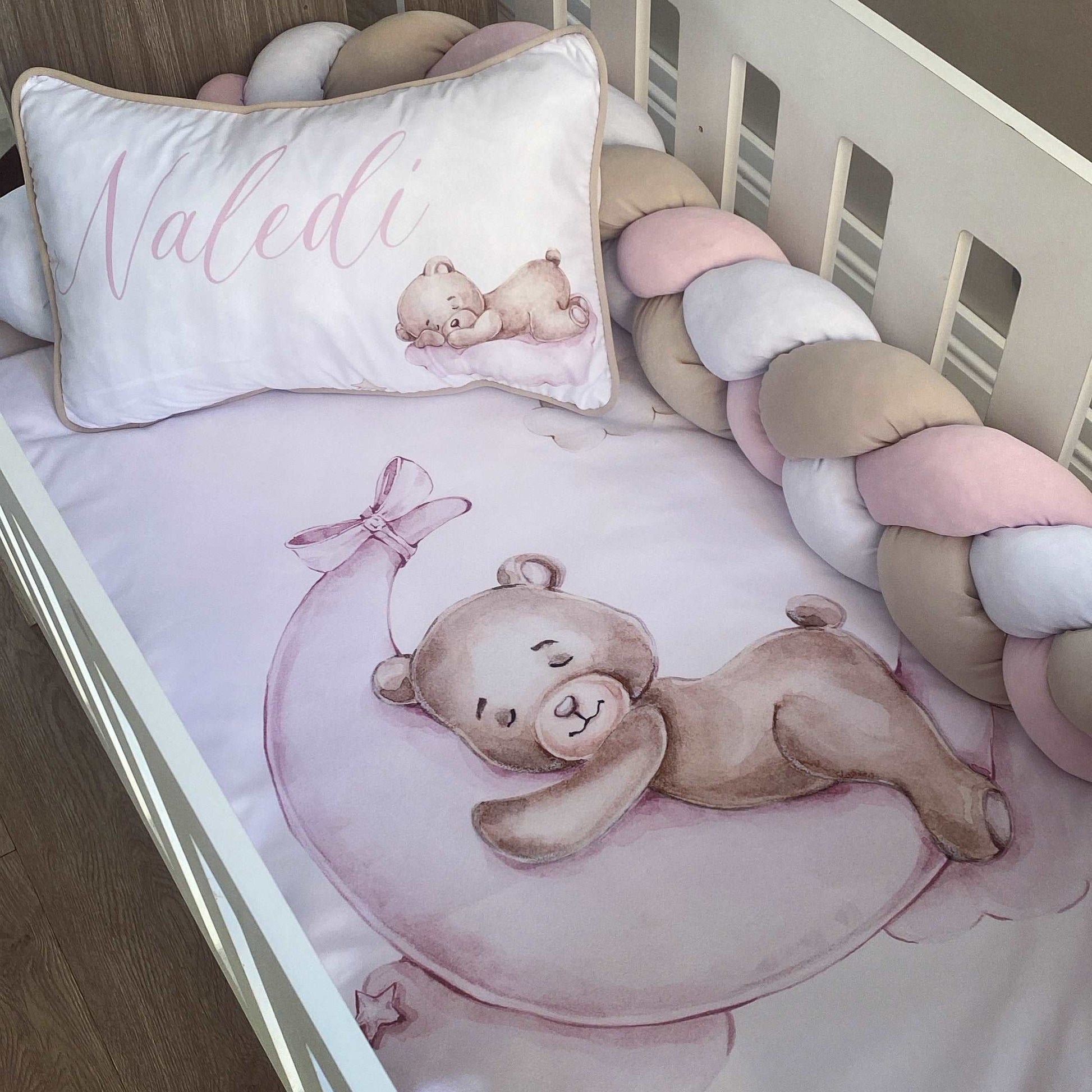 Cot Bedding - Pink Bear Set 01