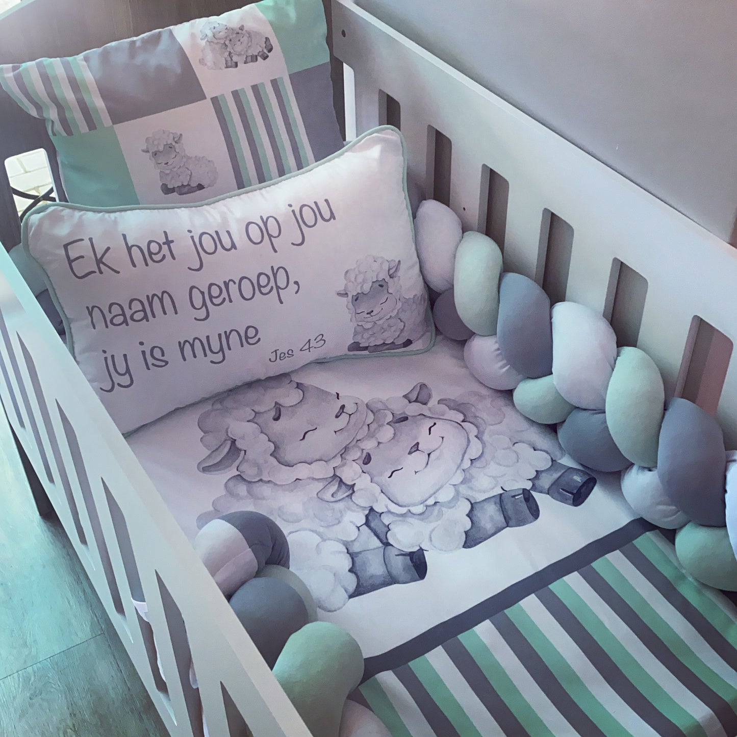 Cot Bedding - Sage Sheep Set 03