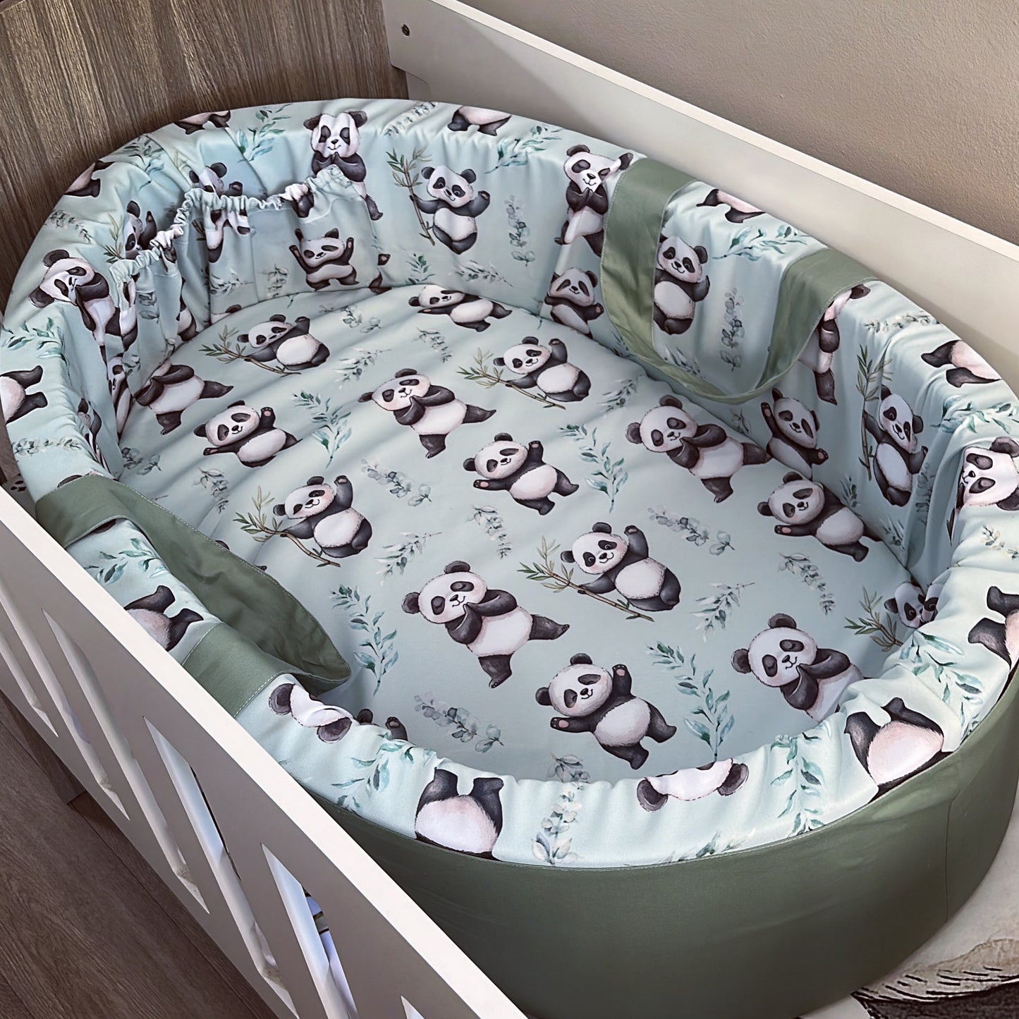 Cot Bedding - Sage Panda Set 01