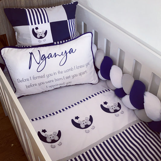 Cot Bedding - Navy Sheep Set 01