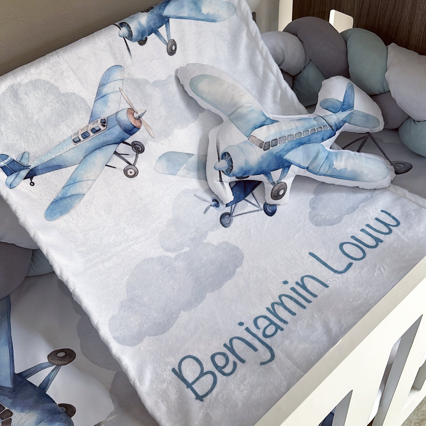Cot Bedding - Blue Plane Set 04