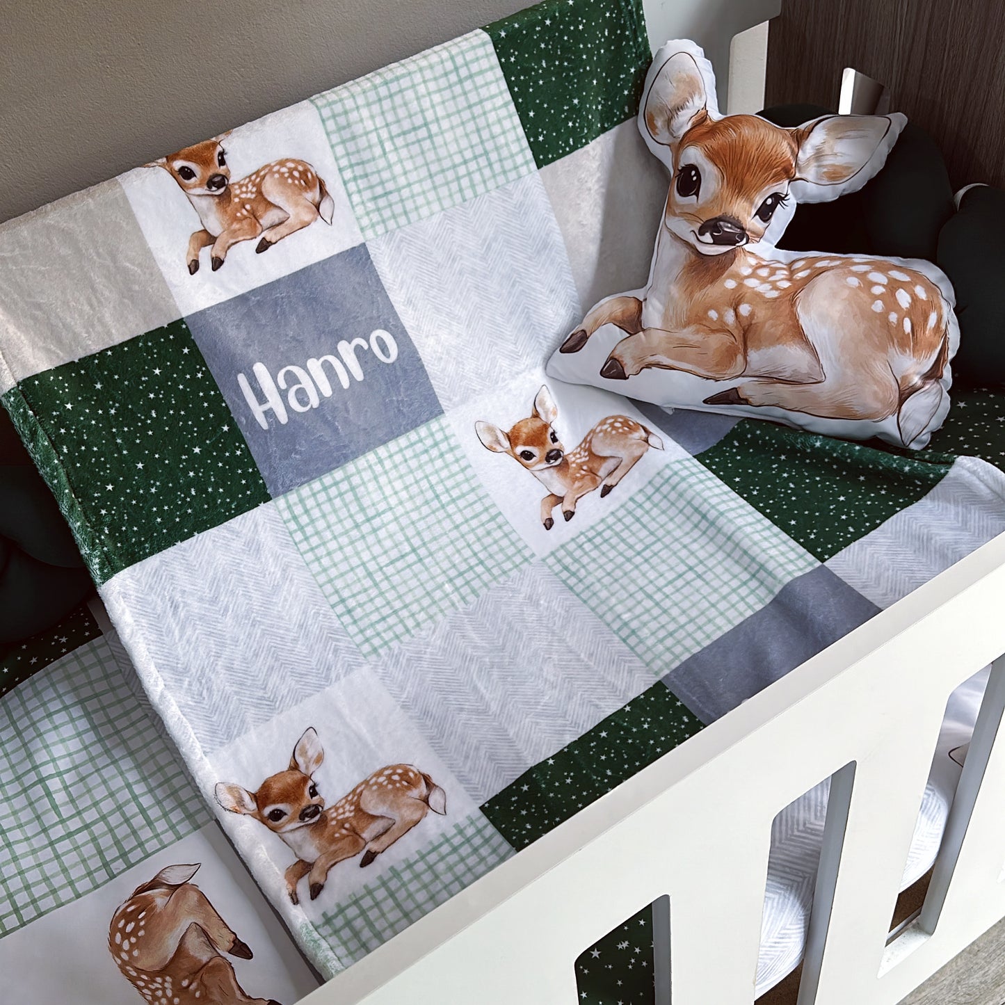 Cot Bedding - Green Deer Set 01