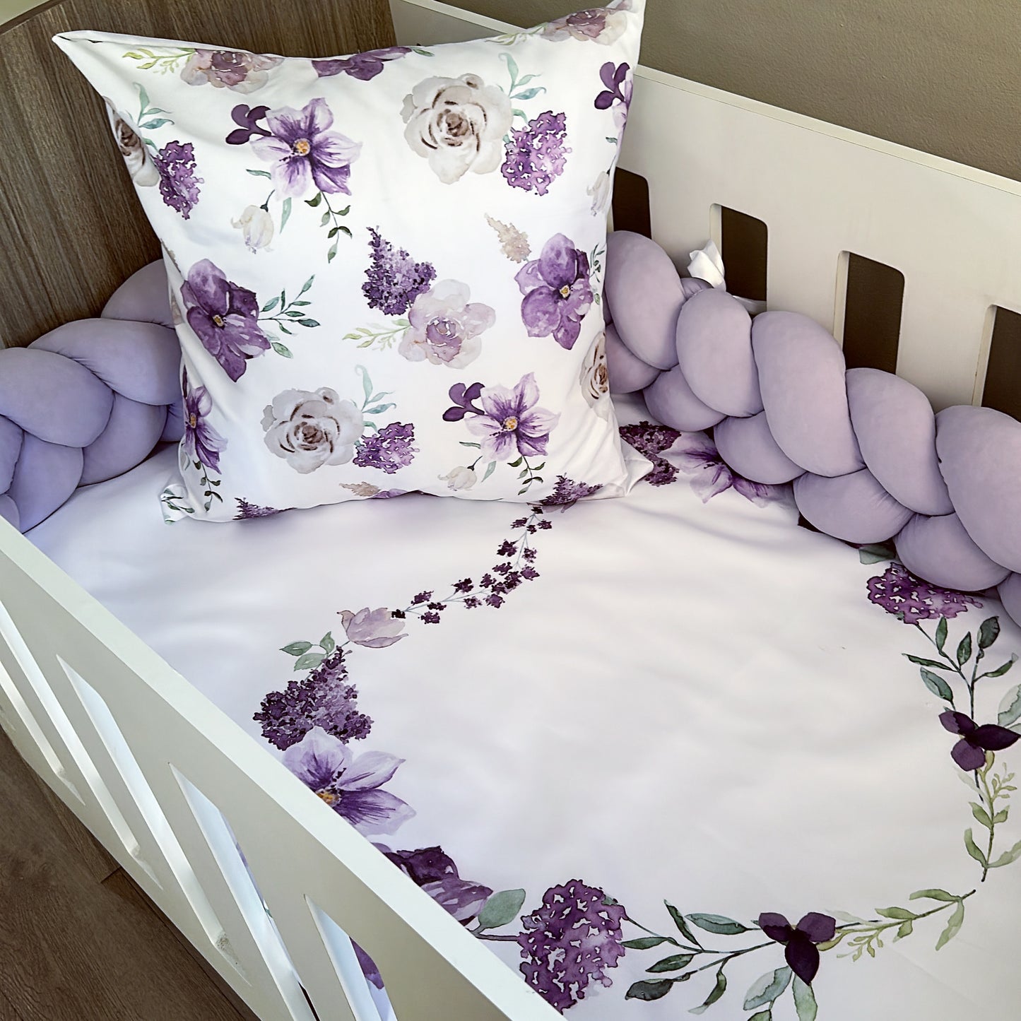 Cot Bedding - Lilac Floral Set 02