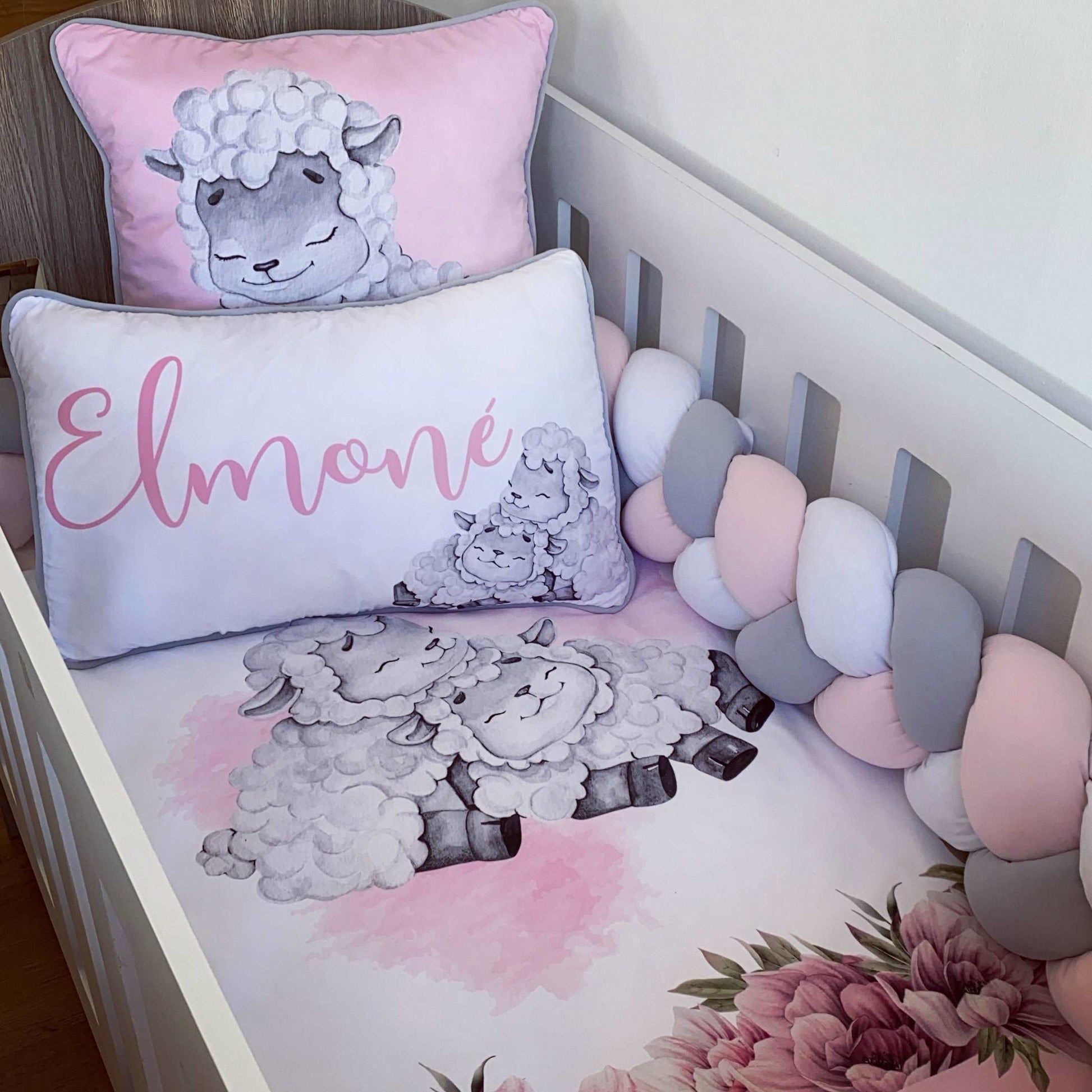 Cot Bedding - Pink Sheep Set 02