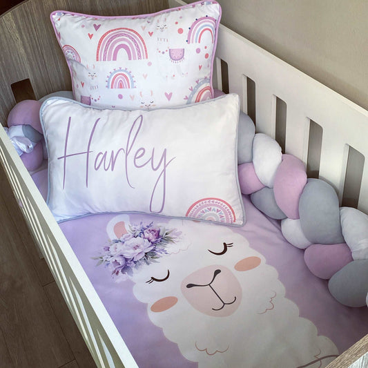 Cot Bedding - Lilac Llama Set 01