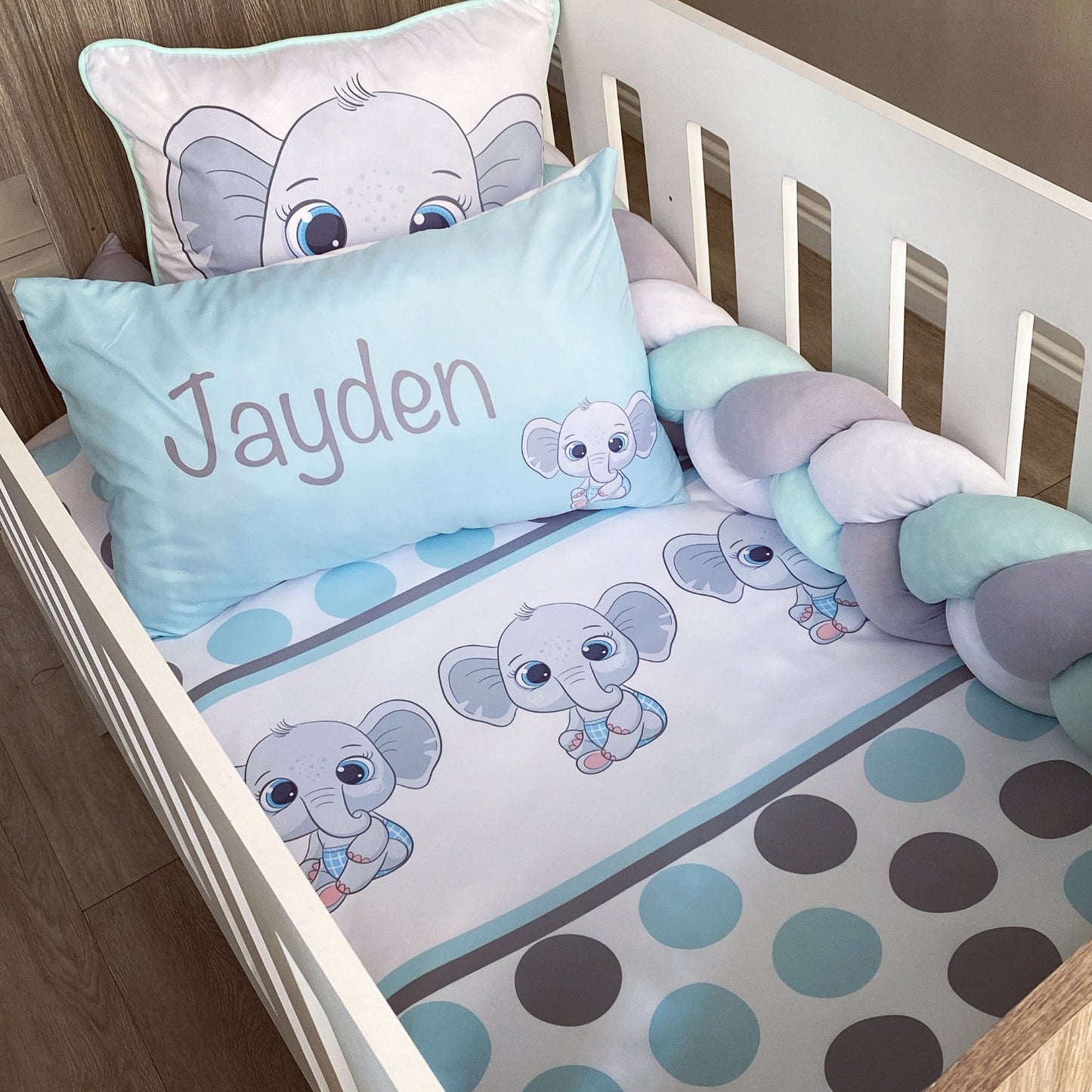 Cot Bedding - Blue Elephant Set 02