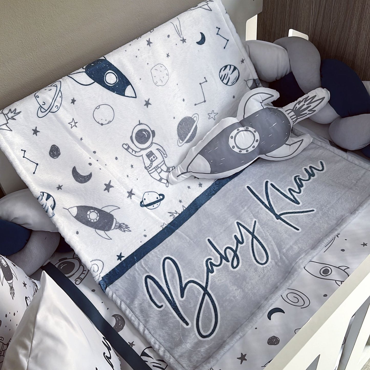 Cot Bedding - Blue Space Set 03