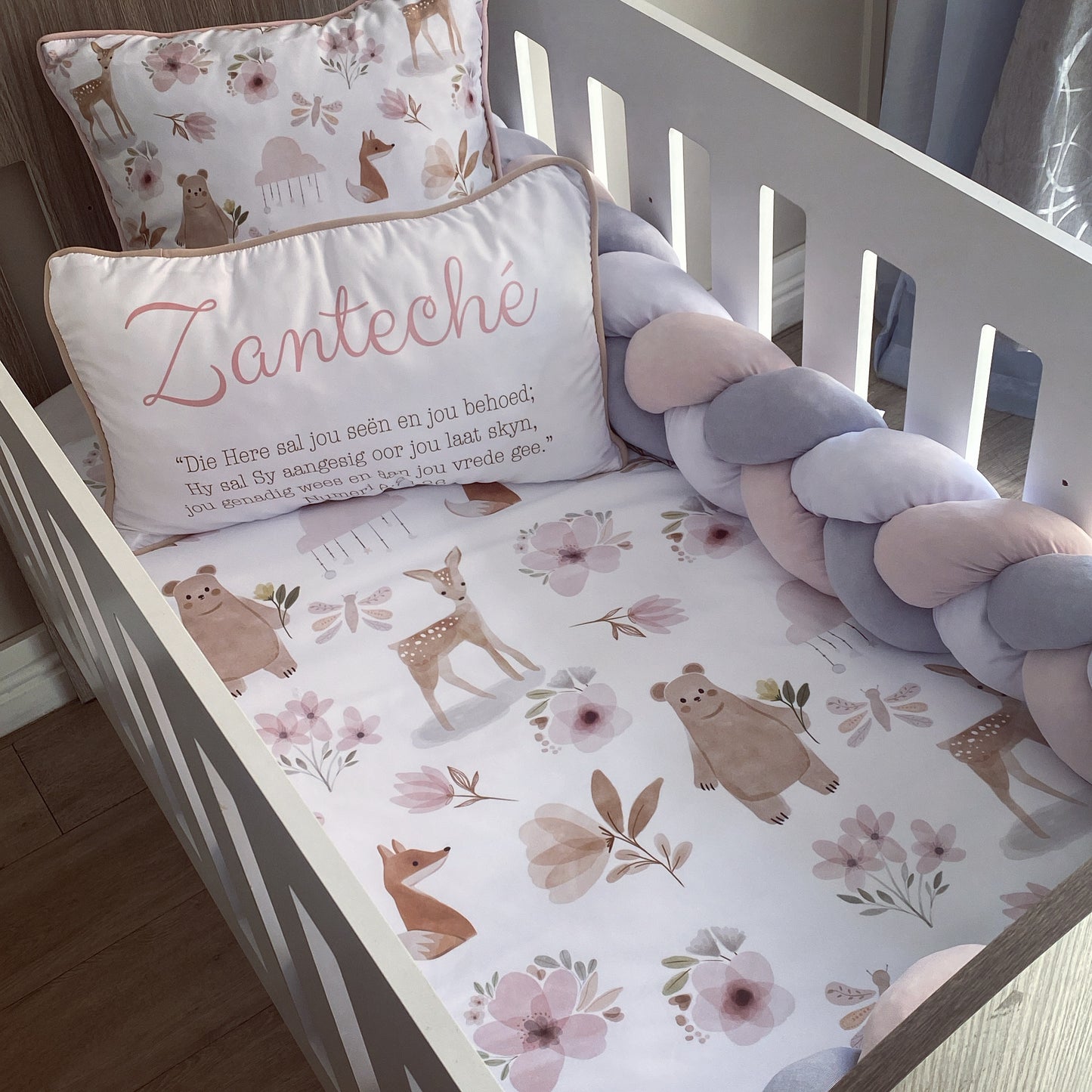 Cot Bedding - Pink Boho Set 01