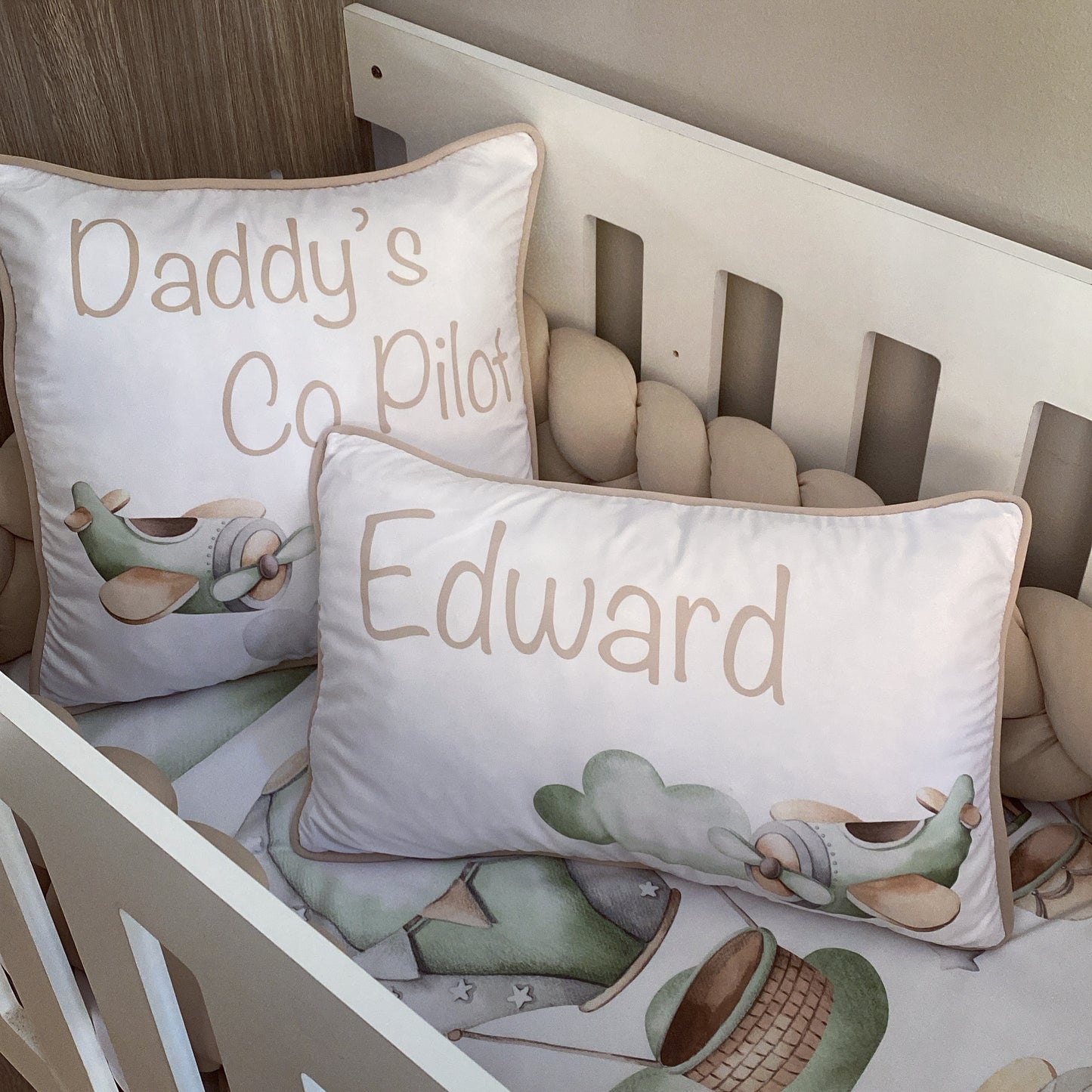 Cot Bedding - Sage Stone Plane Set