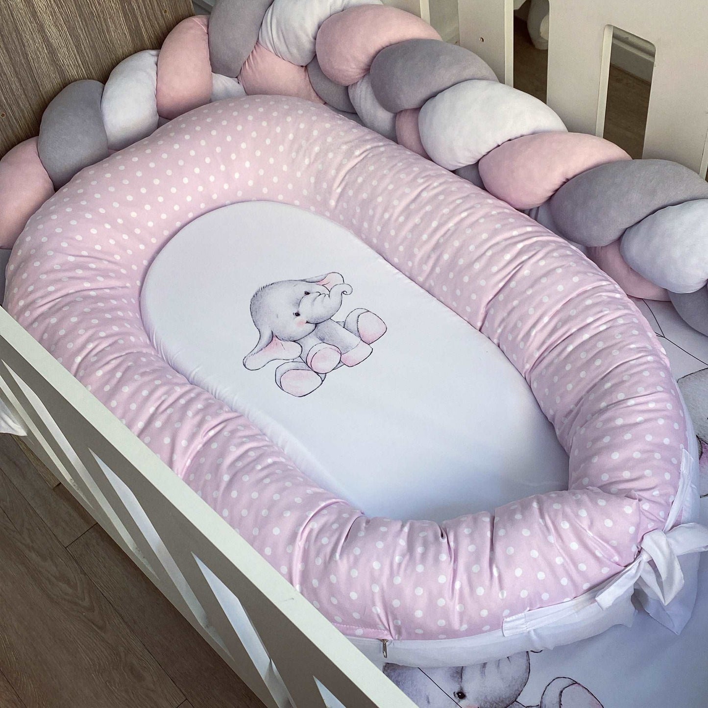 Cot Bedding - Pink Elephant Set 02