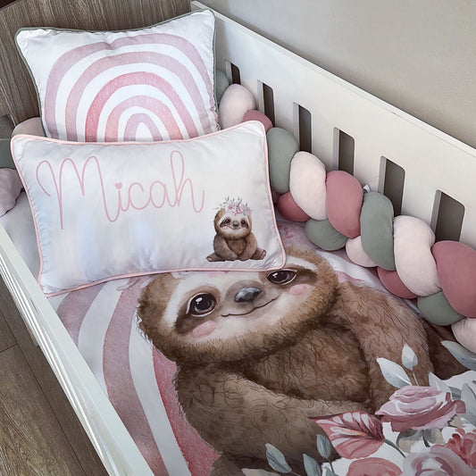 Cot Bedding - Pink Sloth Set 02