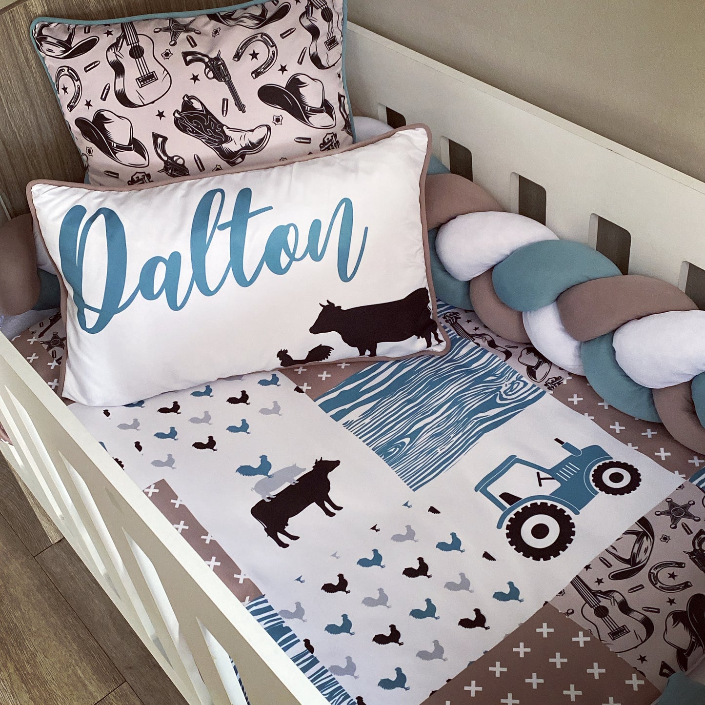 Cot Bedding - Blue Farm Set 01