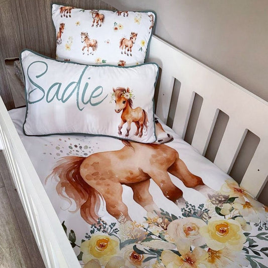 Cot Bedding - Yellow Horse Set 01