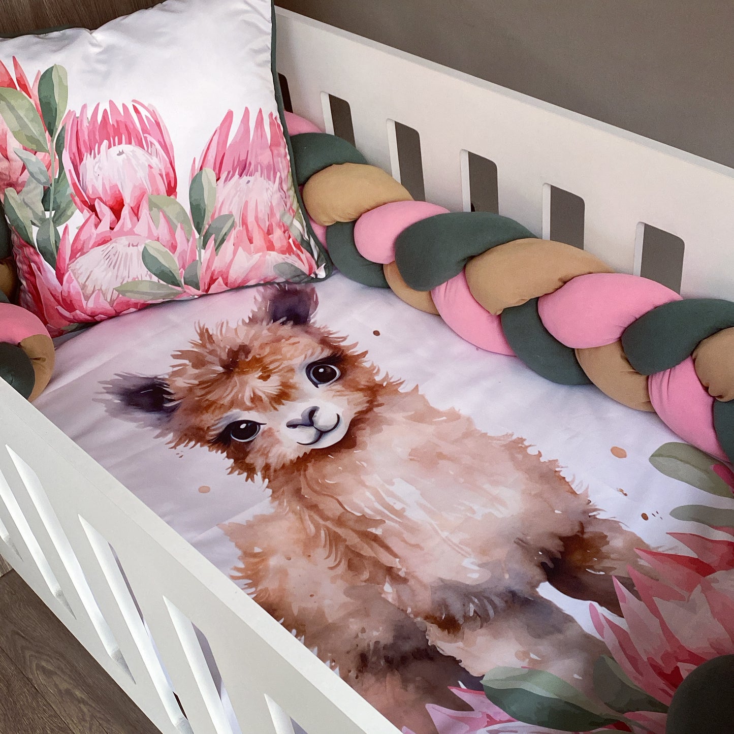 Cot Bedding - Pink Llama Set 02