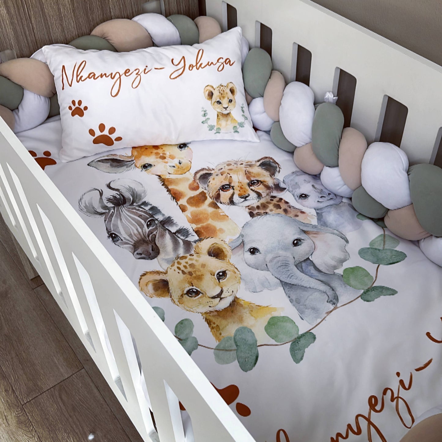 Cot Bedding - Sage Safari Set 10
