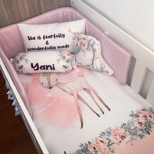 Cot Bedding - Pink Woodlands set 09