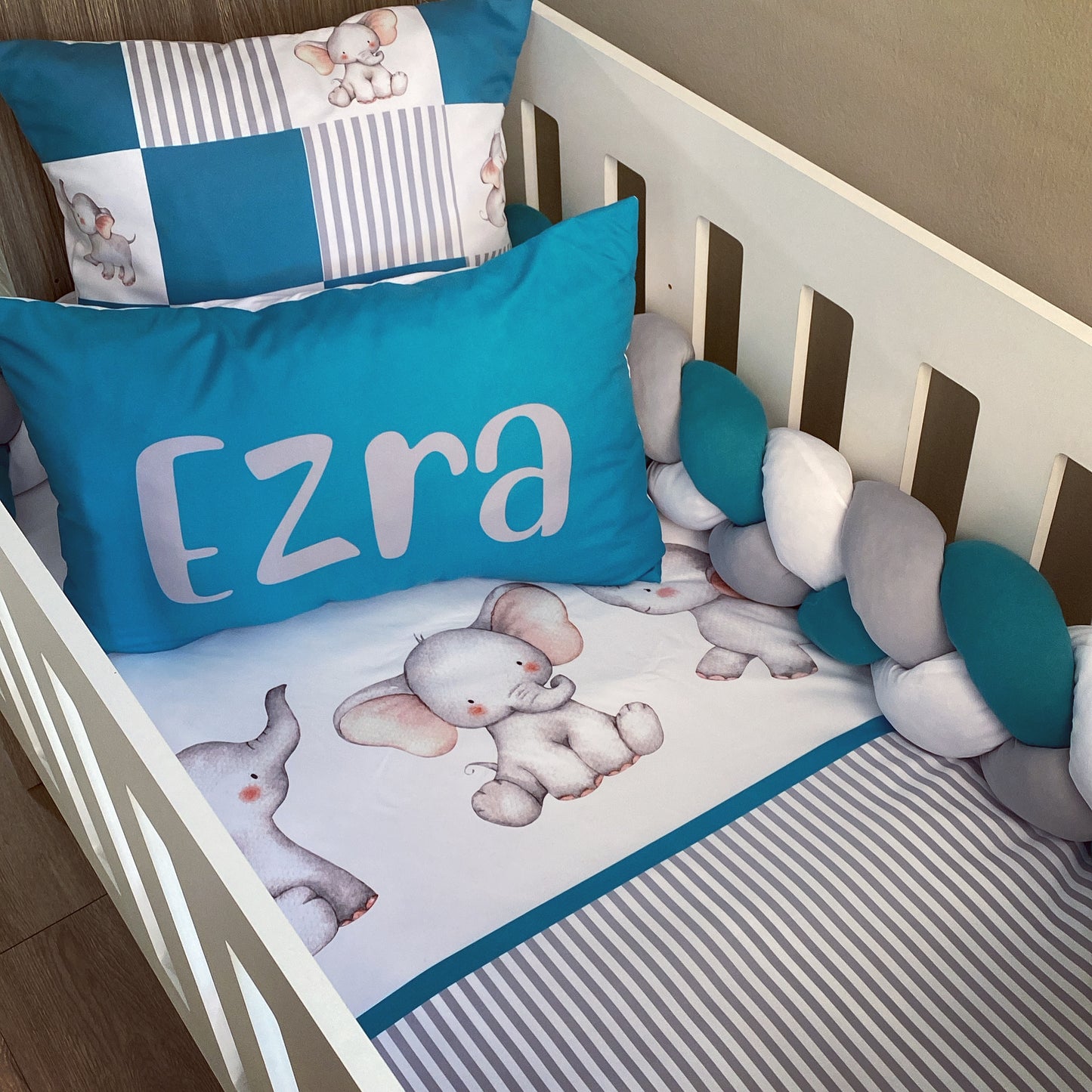 Cot Bedding - Blue Elephant Set 10