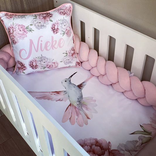 Cot Bedding - Pink Peony Bird Set 01
