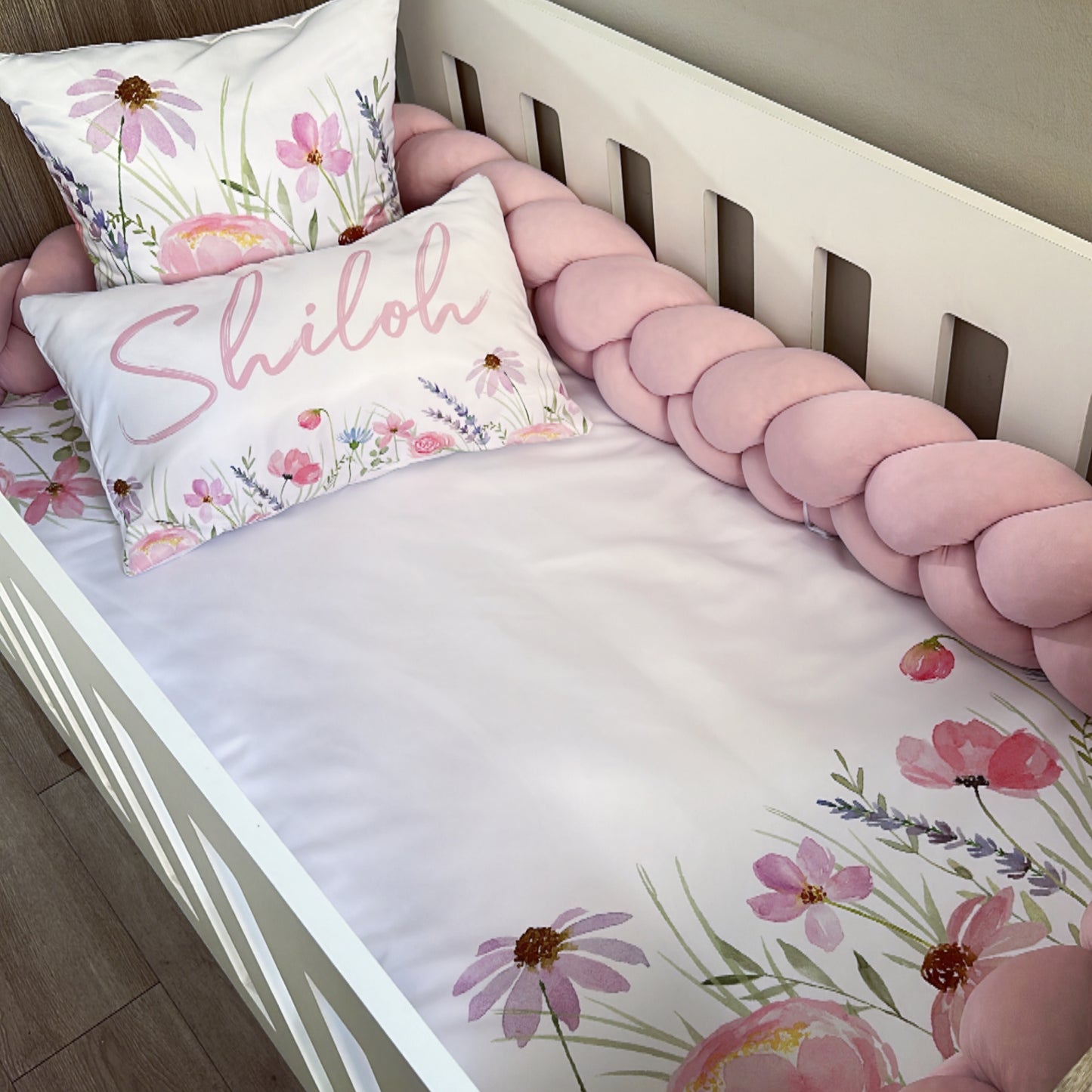 Cot Bedding - Pink Floral Set 09