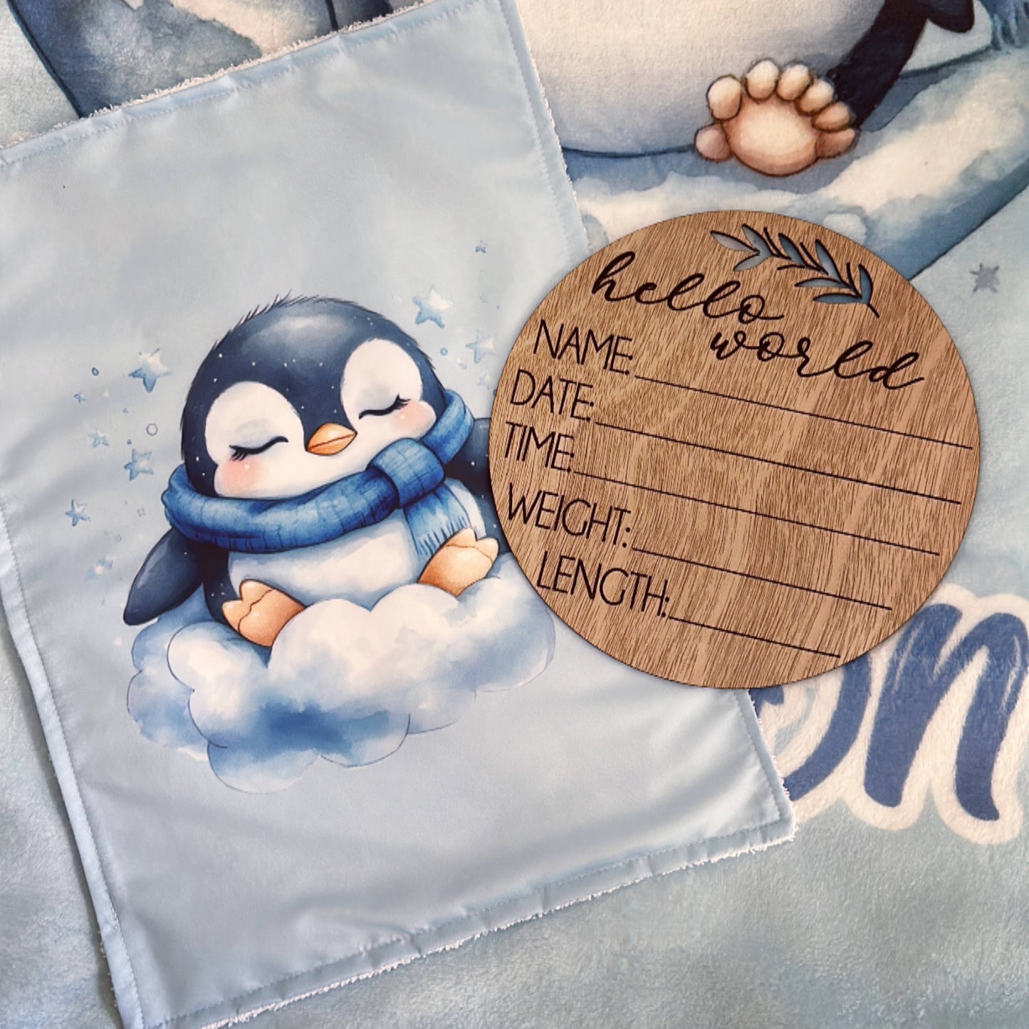 Cot Bedding - Blue Penguin Set 02