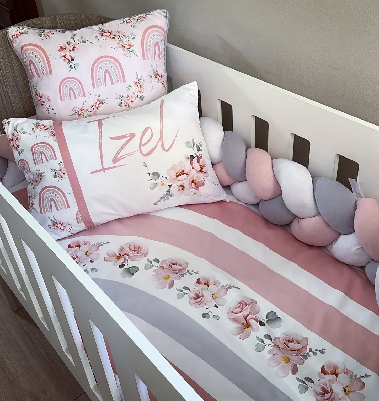 Cot Bedding - Pink Rainbow Set 04